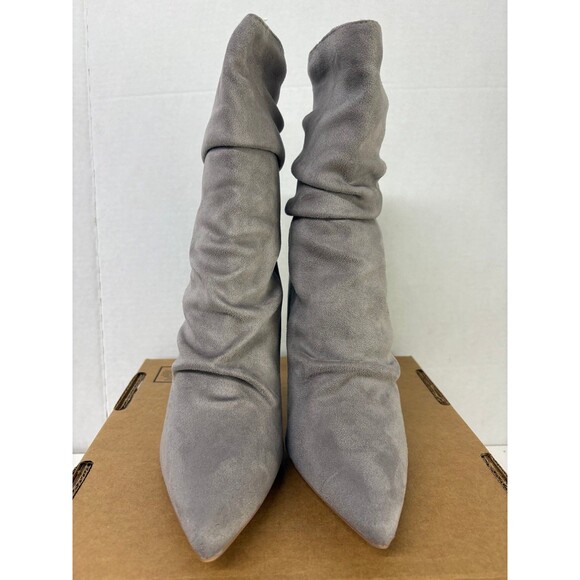 Journee Collection Women's Markie Gray Mid-Calf Boots Zip-On Stiletto Heel 9.5M - Picture 5 of 6